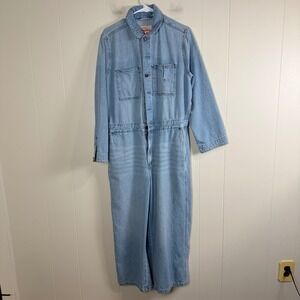 Levi Strauss & Co Denim Jumpsuit Light Wash Long Sleeve Utility Style Size L